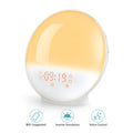 Smart WIFI 7 colour digital wake up light alarm clock, white round ABS plexiglass design, 10mm thickness