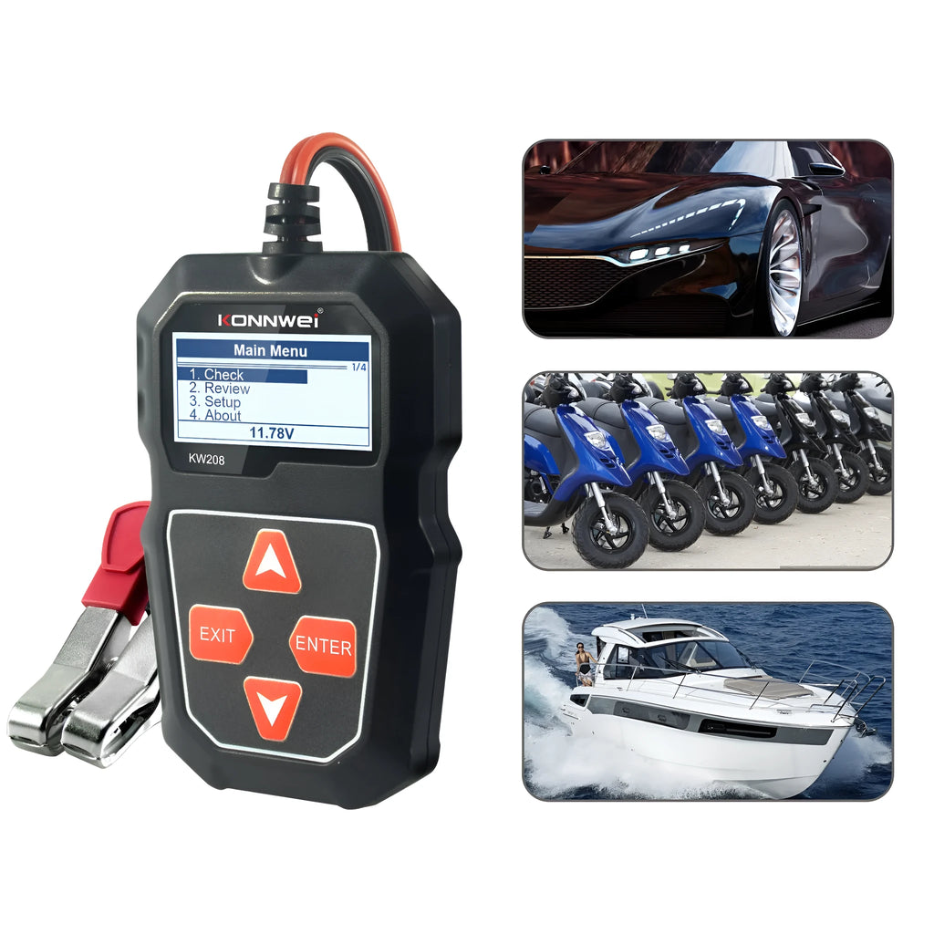 KONNWEI KW208 car battery resistance tester in black