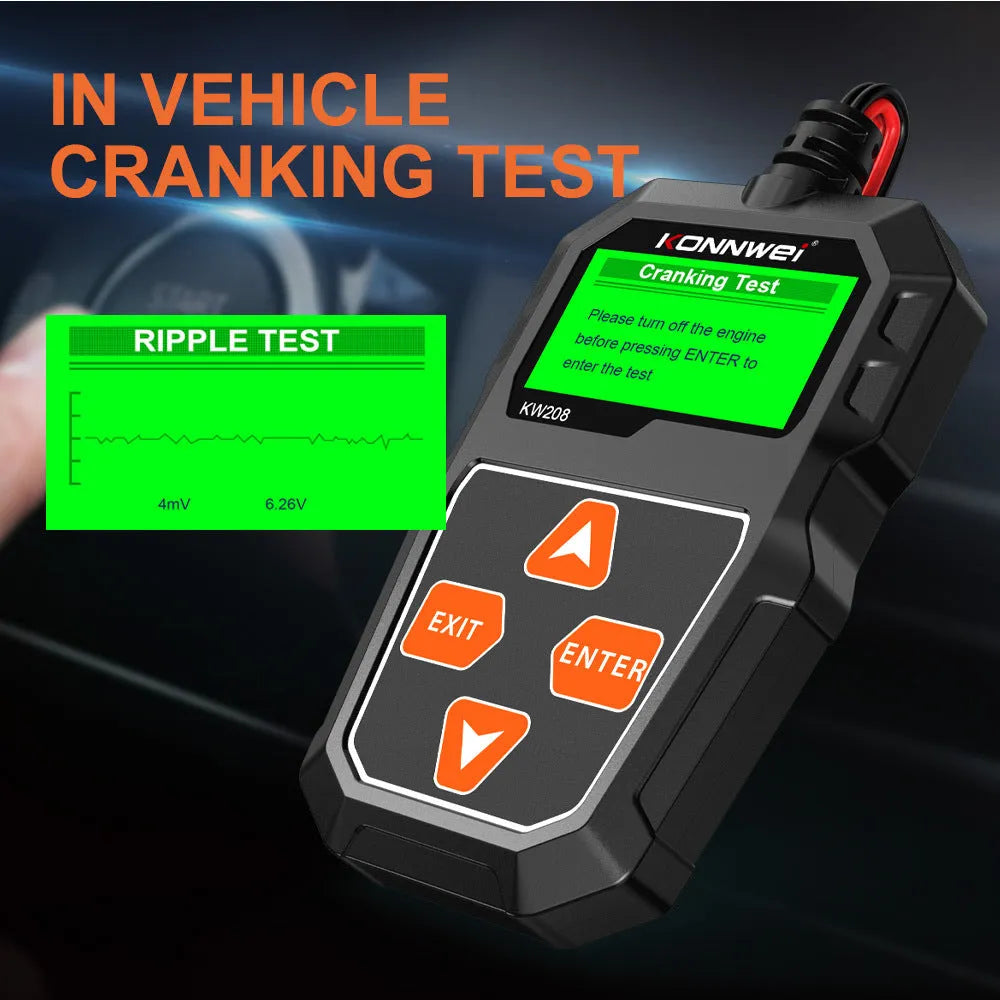 KONNWEI KW208 car battery resistance tester in black