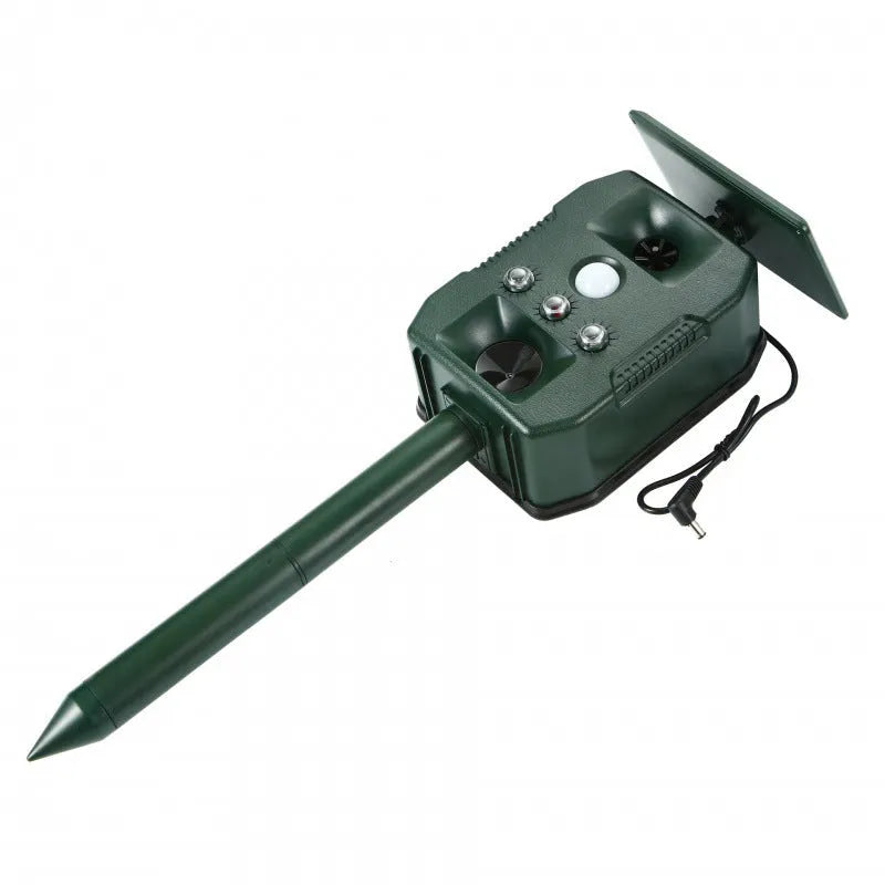 Solar rodent killer and bird repellent ultrasonic columnar model 618 outdoor drive with 12V power