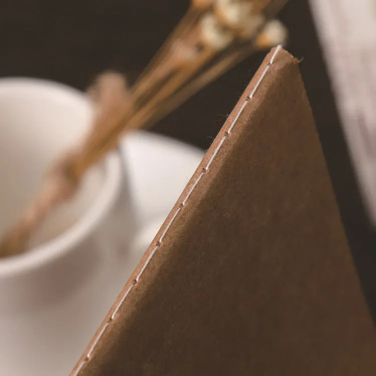 Kraft paper notebook with blank pages, 80gsm Beige Dao Lin paper, and car thread binding in multiple sizes