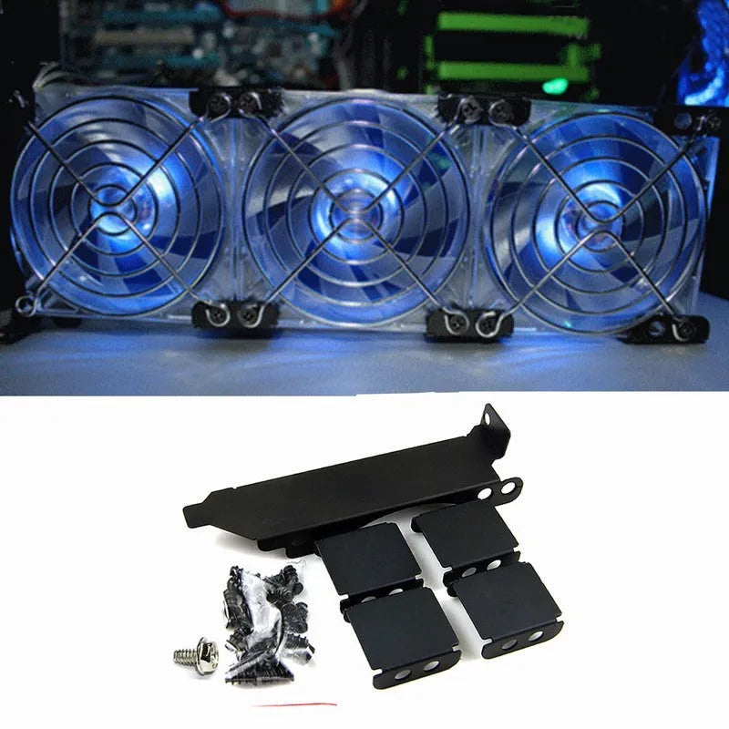 Graphics card cooling fan bracket for 8cm and 9cm case fans