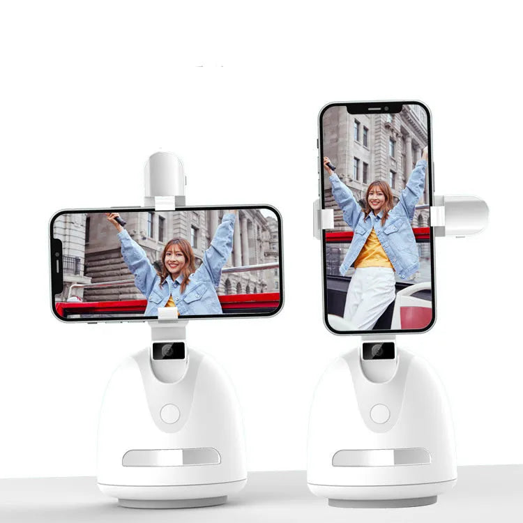 Mobile phone clip-on gimbal with 360-degree face tracking and fill light for indoor vlogging