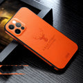 Square leather texture iPhone case in multiple colours showing shockproof design