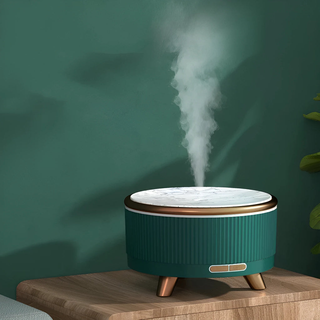 Green fashion electric oil humidifier 500ml with remote control on a table
