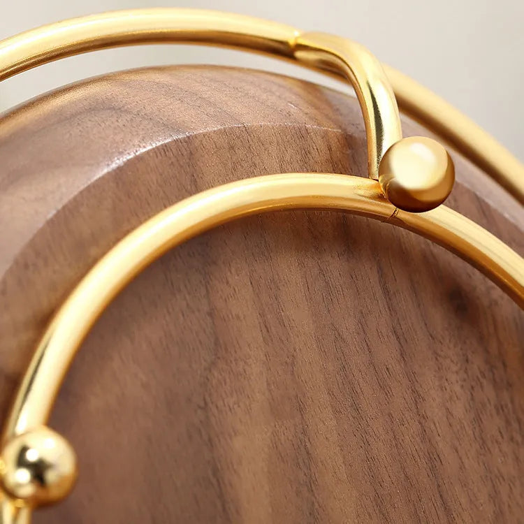 Walnut solid wood key rack with storage tray measuring 21cm by 16.5cm