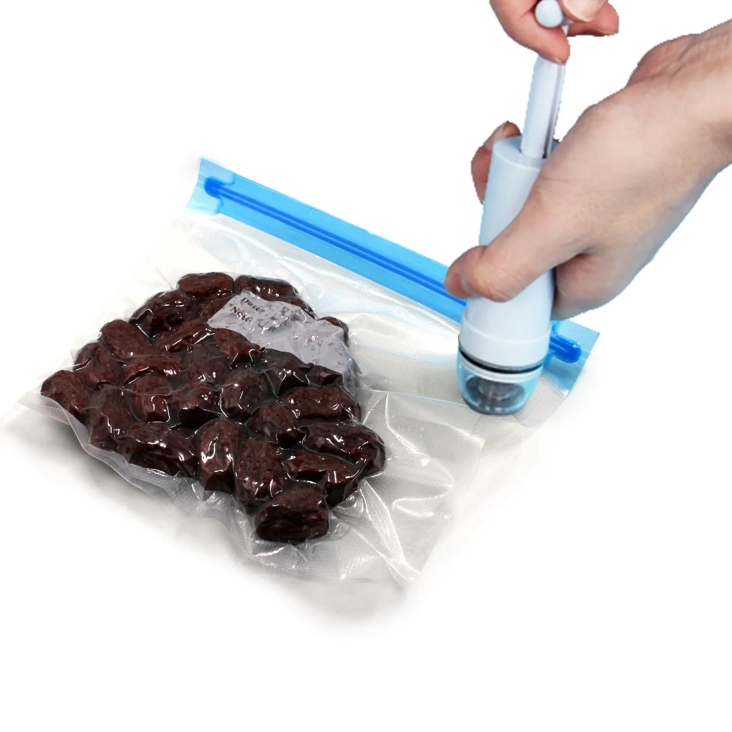 Manual vacuum compression storage bag with pump in green colour