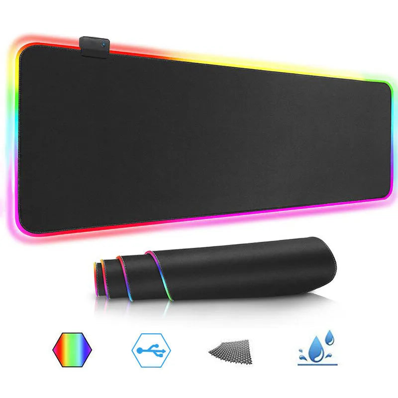 Luminous RGB mouse pad, non-slip rubber desk mat, 300 x 800 x 4 mm, single-sided thermal transfer pattern