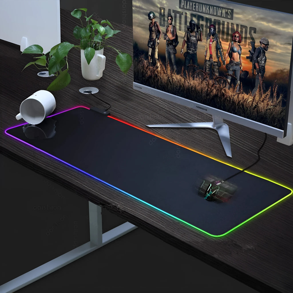 Luminous RGB mouse pad, non-slip rubber desk mat, 300 x 800 x 4 mm, single-sided thermal transfer pattern