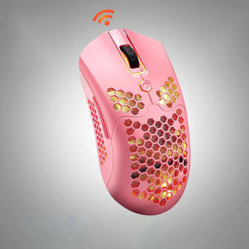 Free Wolf X2 Wireless Mouse in black with 7 keys and four-way scroll wheel on a desk