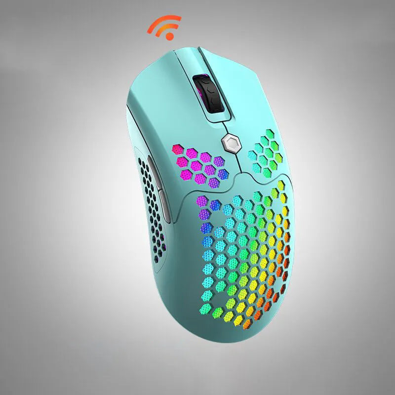 Free Wolf X2 Wireless Mouse in black with 7 keys and four-way scroll wheel on a desk