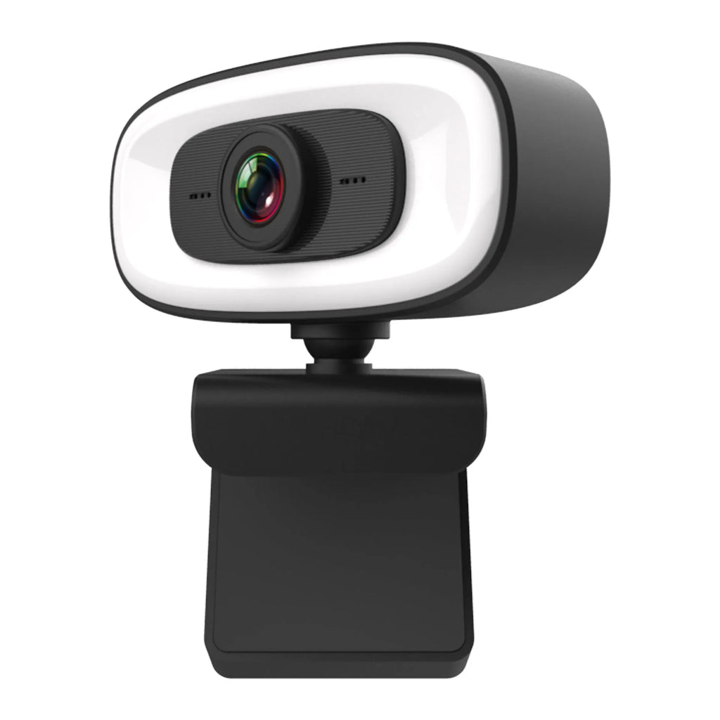 Black USB computer webcam with 2K resolution and 400W pixel CMOS sensor for desktop video conferencing