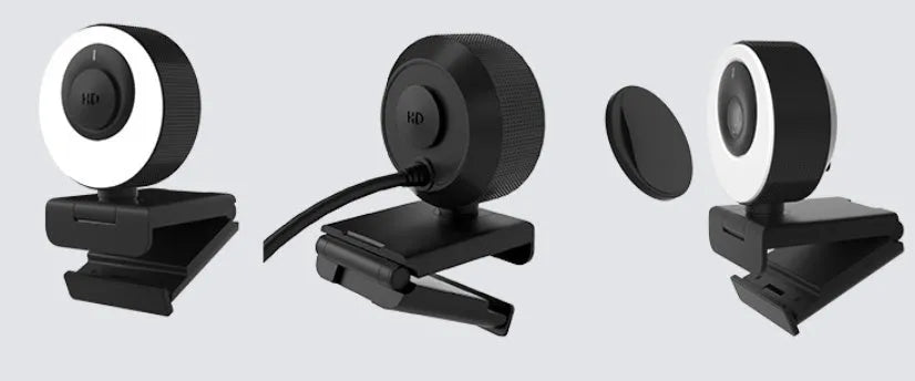 Black USB webcam with privacy cover on a 1.7m cable for 1080p HD video calls