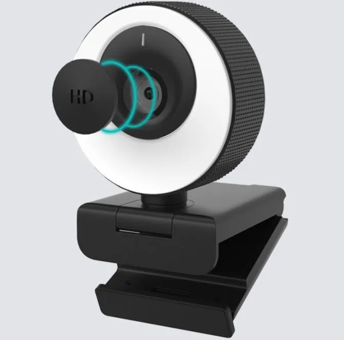 Black USB webcam with privacy cover on a 1.7m cable for 1080p HD video calls