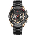 Lingxiang 9185 men's sports watch with 45mm round dial and six-pin stainless steel band