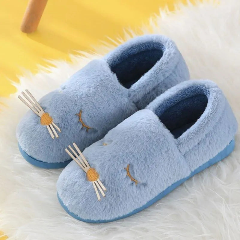 Women cartoon bunny home slippers in pink with slip-on Baotou design and cotton mop fabric