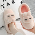 Women cartoon bunny home slippers in pink with slip-on Baotou design and cotton mop fabric