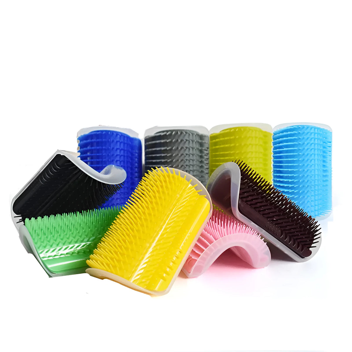 Plastic cat wall corner grooming brush with catnip, removable head, 12.8 x 8 x 5 cm