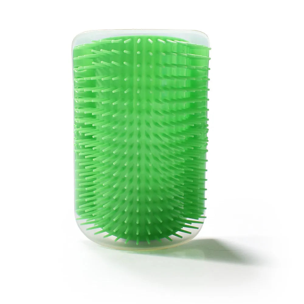 Plastic cat wall corner grooming brush with catnip, removable head, 12.8 x 8 x 5 cm