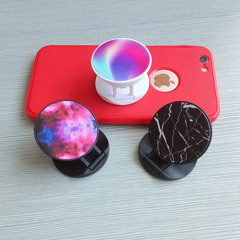 Folding mobile phone stand with thermal transfer aluminium finish in desktop use position