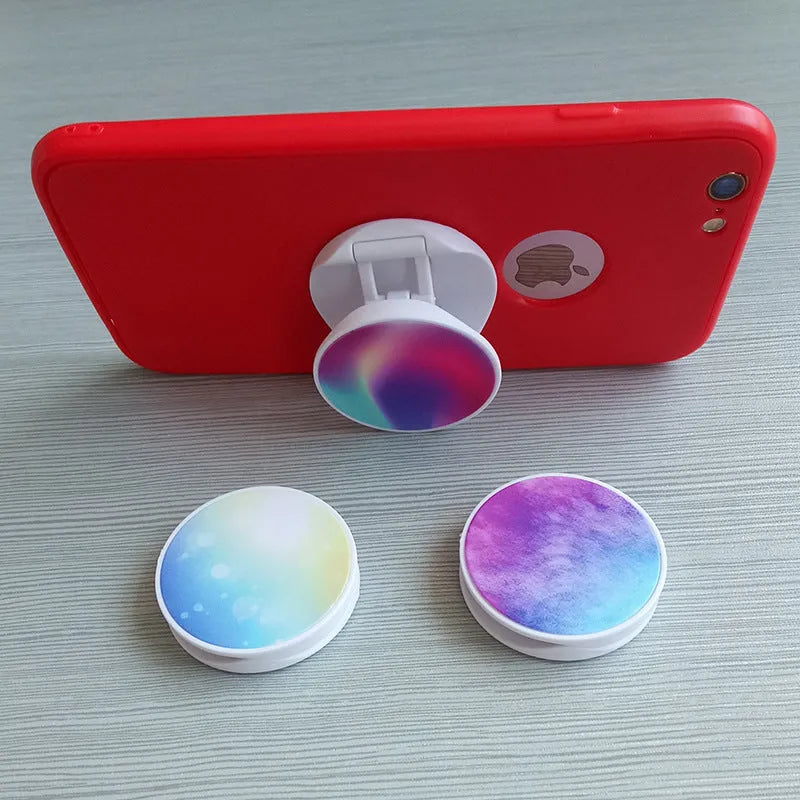 Folding mobile phone stand with thermal transfer aluminium finish in desktop use position