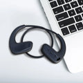 Black waterproof Bluetooth swimming headset with head-mounted design for sports use