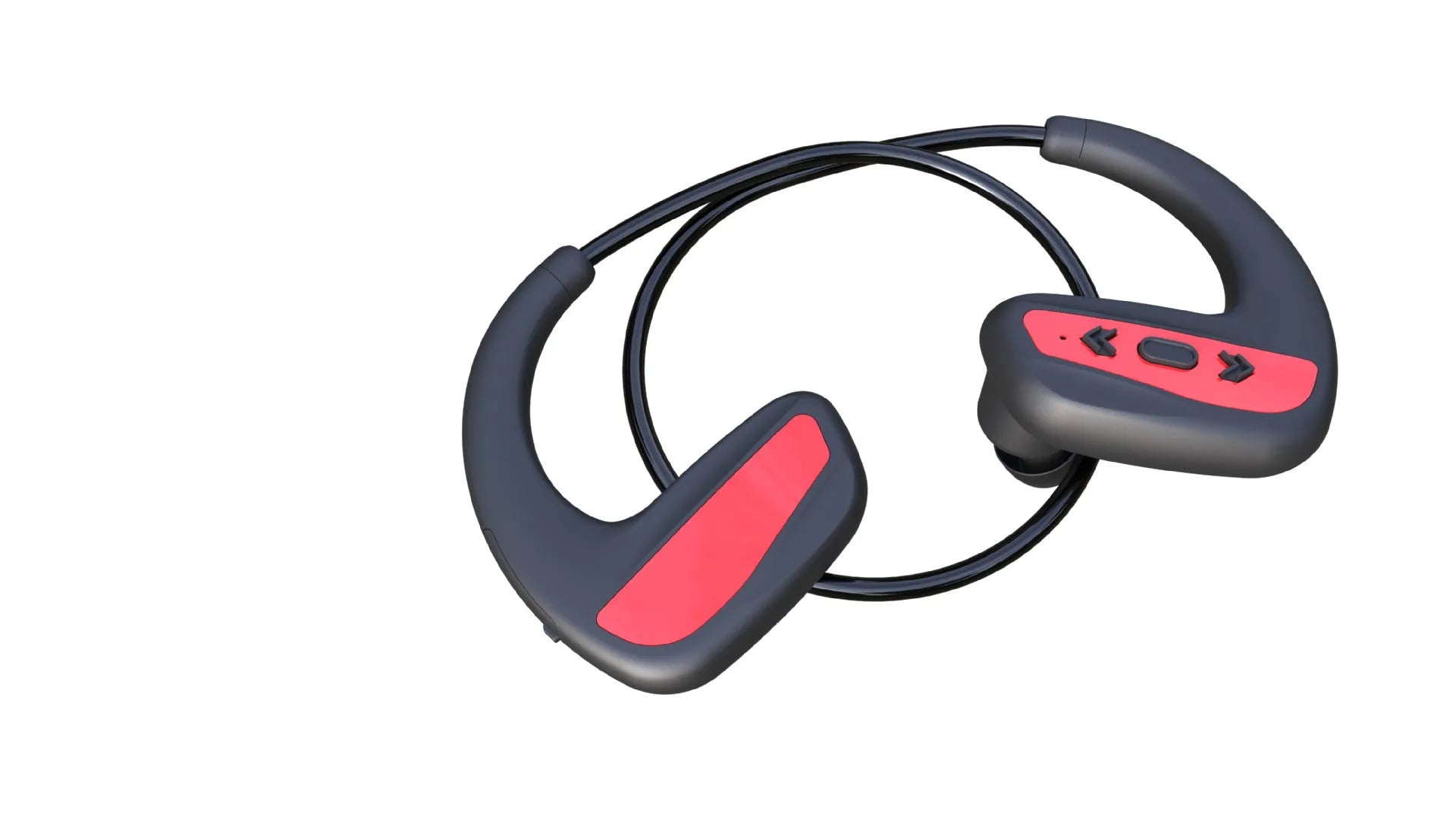 Black waterproof Bluetooth swimming headset with head-mounted design for sports use