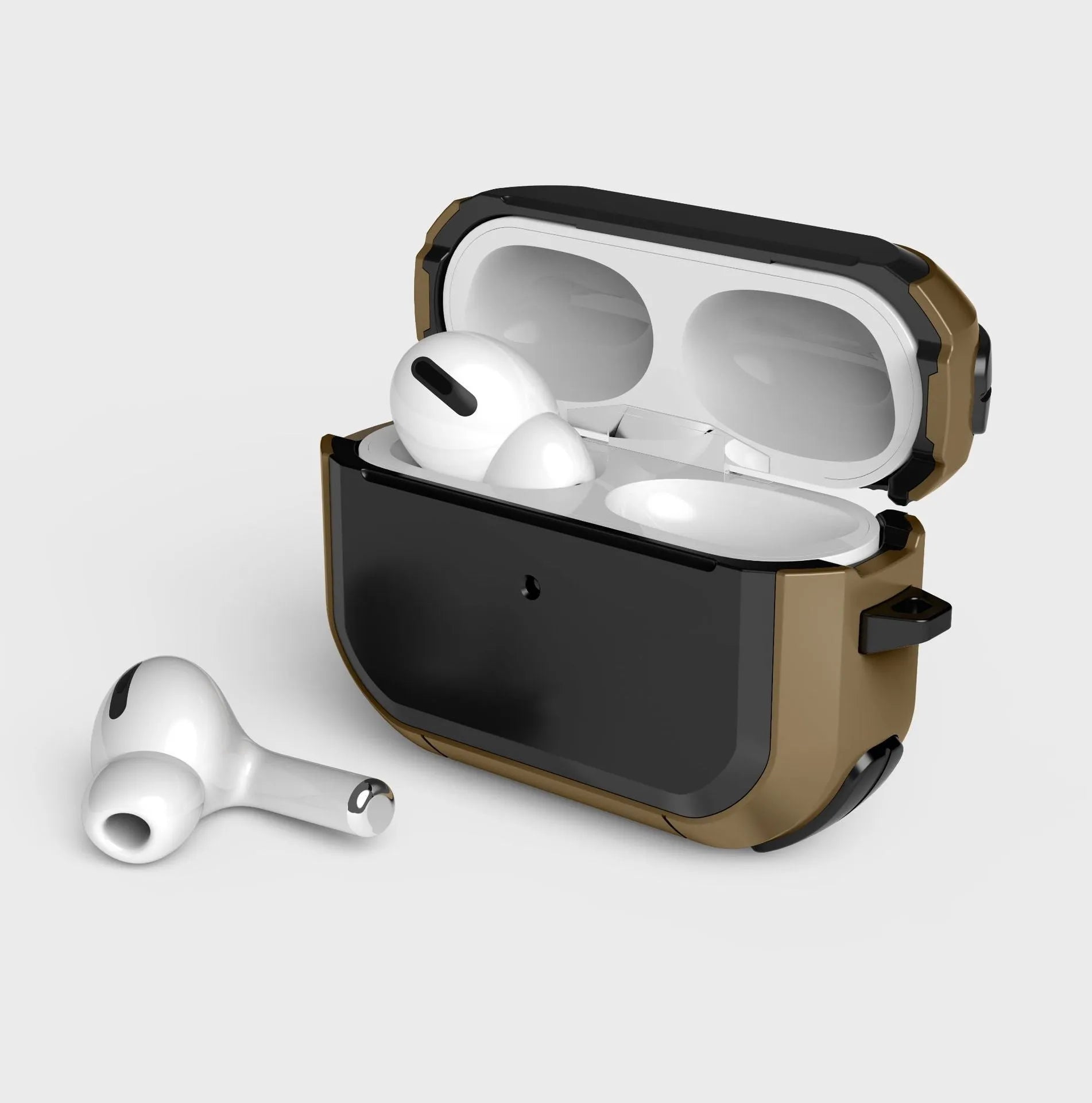 Flip-type camouflage protective case for AirPods Pro earbuds in multiple colour options.