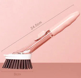 2 in 1 long handle cleaning brush with removable head and sponge for kitchen dishes