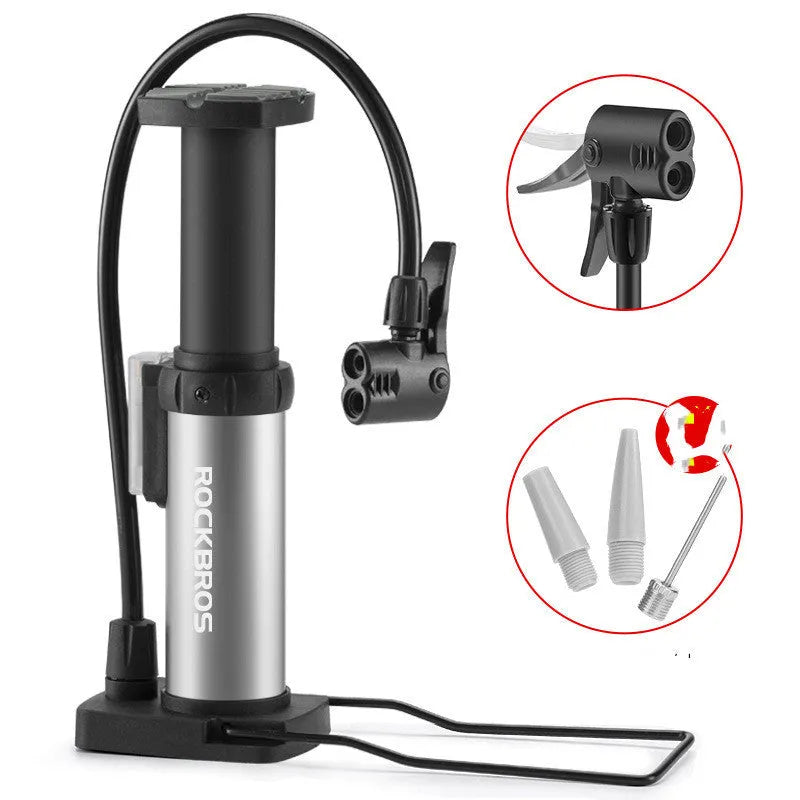 Foot operated air pump for balls in black colour with standard nozzle