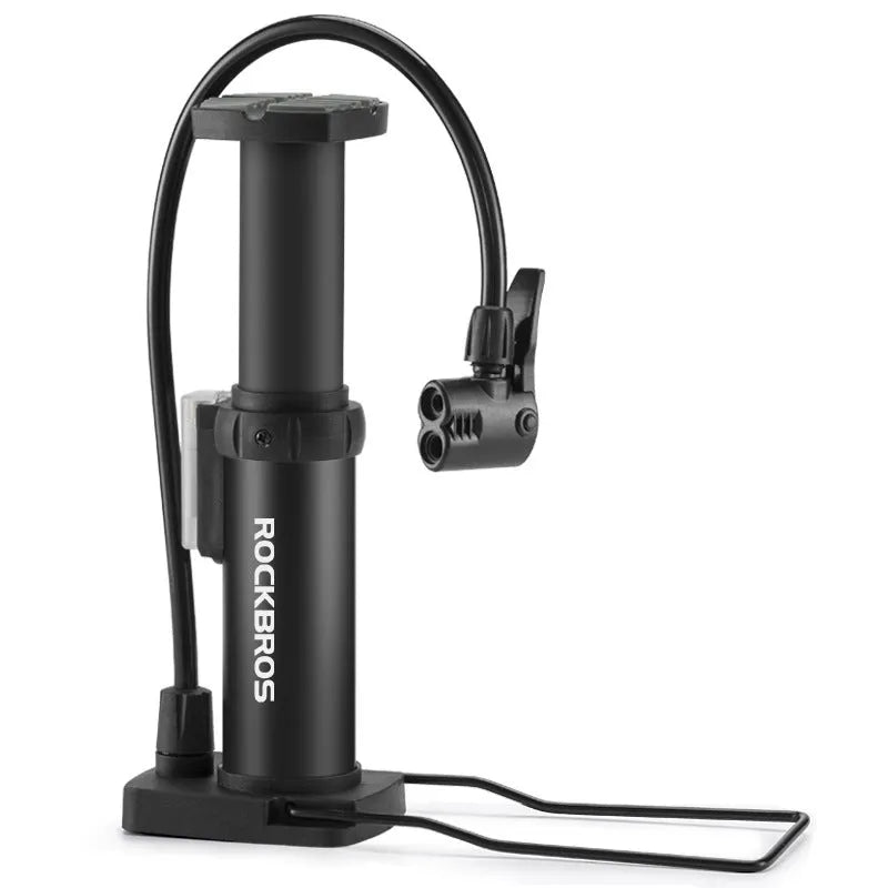 Foot operated air pump for balls in black colour with standard nozzle