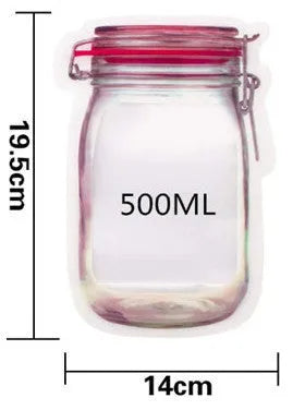 Reusable PE plastic self-sealing snack storage bag with zipper, 1L capacity, for biscuits and nuts