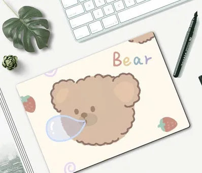 Cartoon character mouse pad with rubber base measuring 260x210mm