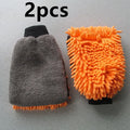 Microfiber car wash gloves in orange colour, 26x20cm, 80% polyester 20% nylon fabric