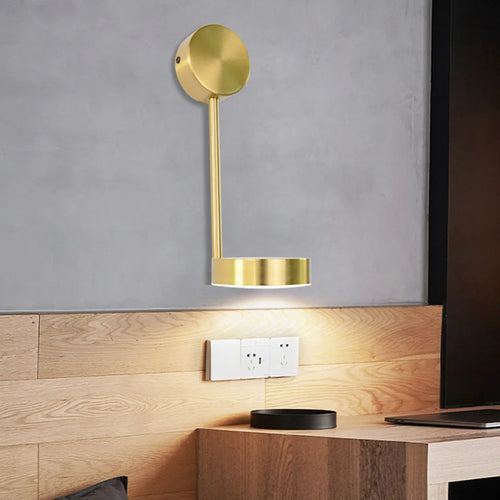 Acrylic square LED wall lamp with gold switch, 100x400mm, warm white light for bedside decoration