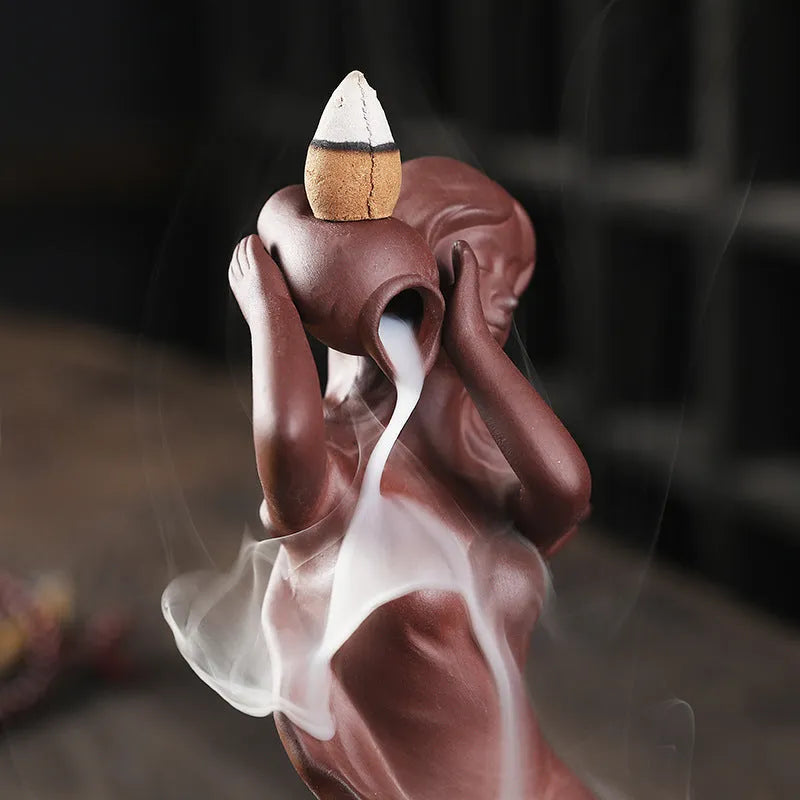 Creative snail red backflow incense burner handmade from agarwood for home aromatherapy