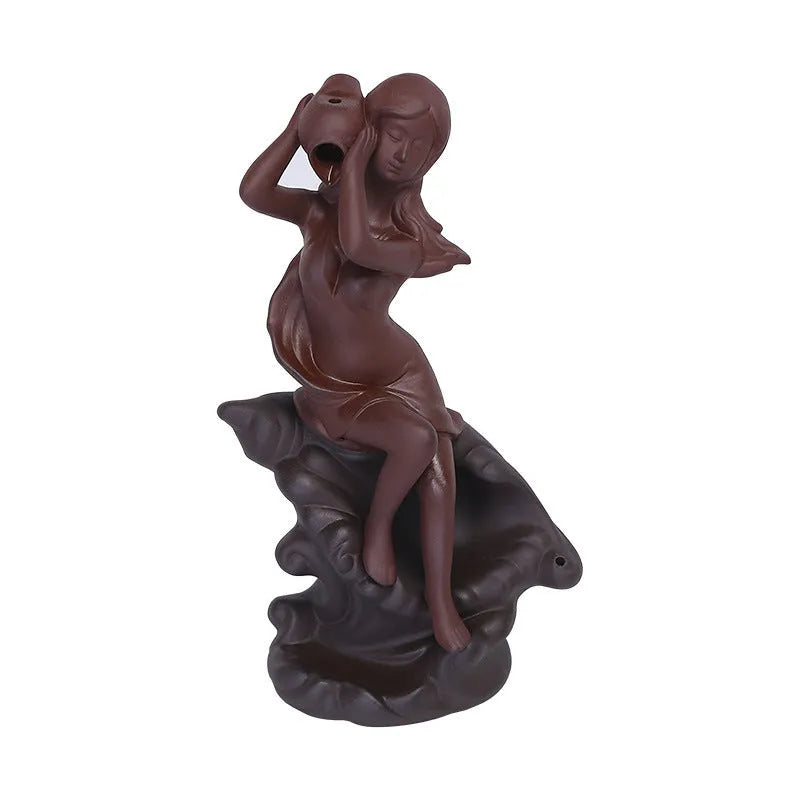 Creative snail red backflow incense burner handmade from agarwood for home aromatherapy