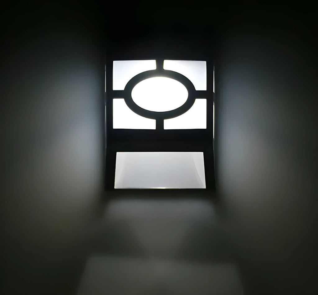 2LED solar wall light with retro nostalgia style, warm or white light, compact size for outdoor fence and garden use