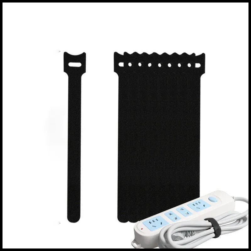 Velcro wire fixed cable organizer with six floors for storing data cables in black, green, red, yellow and mixed colours