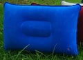 Inflatable camping pillow 38x24cm PVC flocked rectangular travel pillow 50g in grey