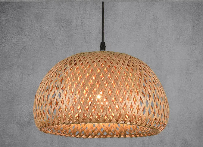 American Garden bamboo woven chandelier rural style rattan pendant light single head 600mm