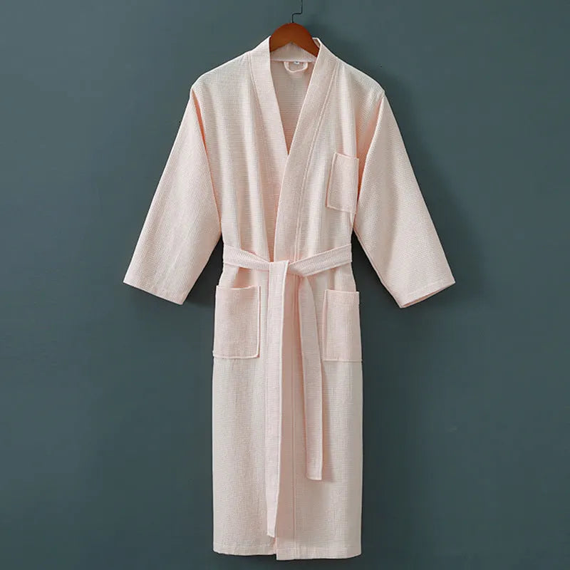 Five star hotel style bathrobe in cotton mink hair, winter weight, classic white colour, unisex design for men and women