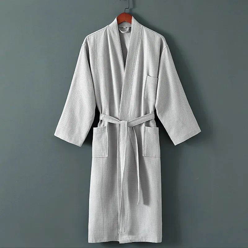 Five star hotel style bathrobe in cotton mink hair, winter weight, classic white colour, unisex design for men and women