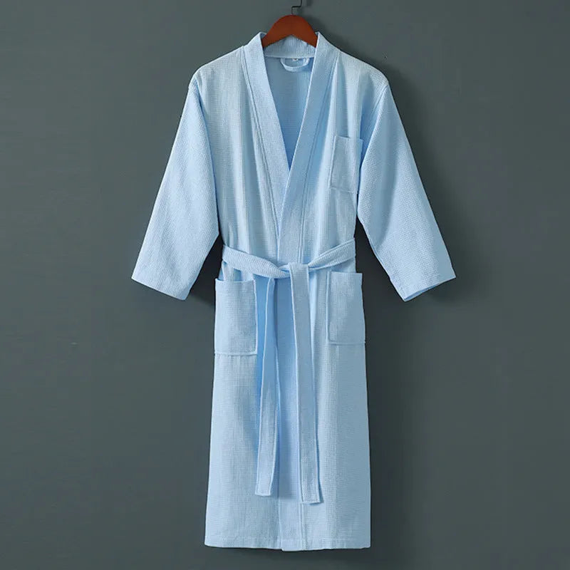 Five star hotel style bathrobe in cotton mink hair, winter weight, classic white colour, unisex design for men and women