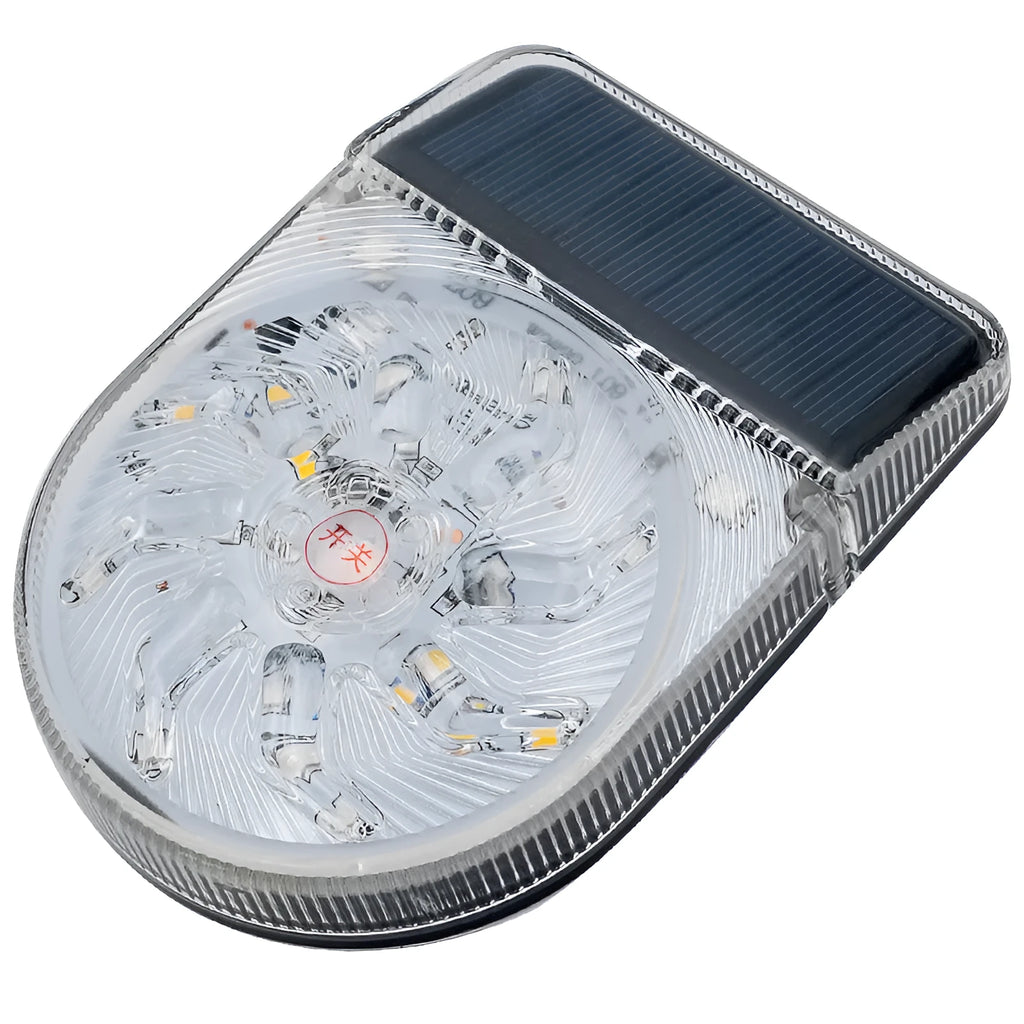 Smart sensor solar warning light for car, 12V 2W, 27 coloured lamp beads, double-sided adhesive or screw fixation