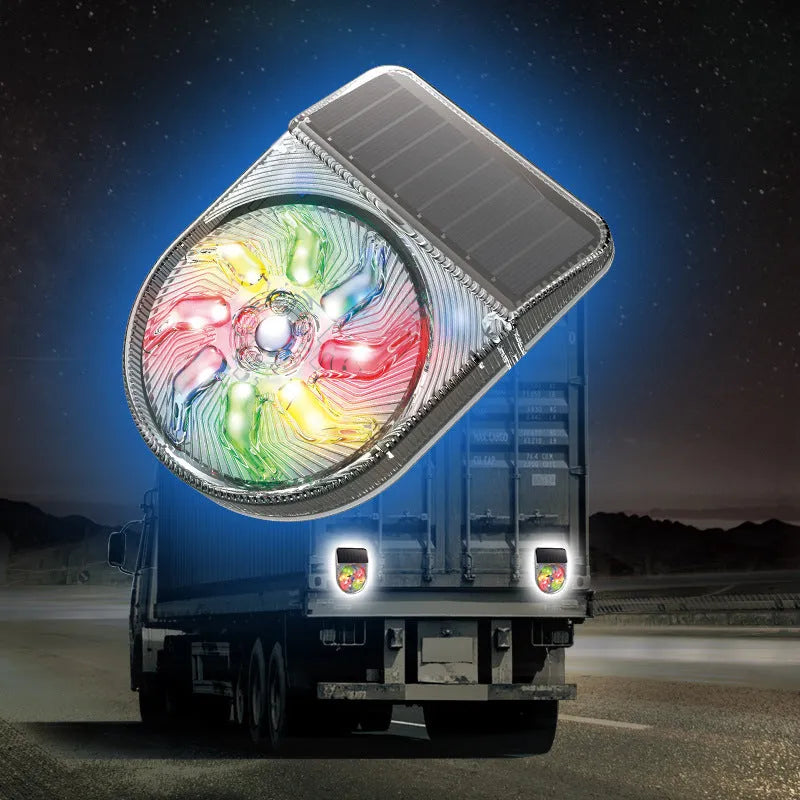 Smart sensor solar warning light for car, 12V 2W, 27 coloured lamp beads, double-sided adhesive or screw fixation