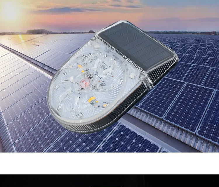 Smart sensor solar warning light for car, 12V 2W, 27 coloured lamp beads, double-sided adhesive or screw fixation