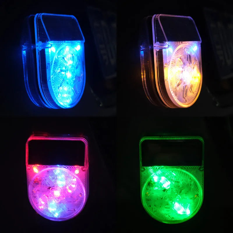 Smart sensor solar warning light for car, 12V 2W, 27 coloured lamp beads, double-sided adhesive or screw fixation