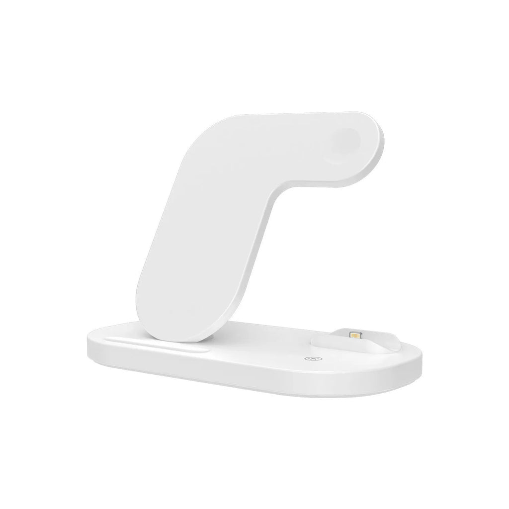 Black foldable 3-in-1 wireless charging station for iPhone Apple Watch AirPods Pro