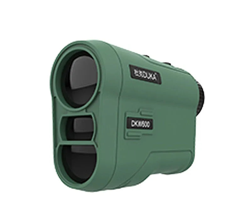 Black rubberised golf laser rangefinder with monocular lens for distance measurement up to 1500 metres.